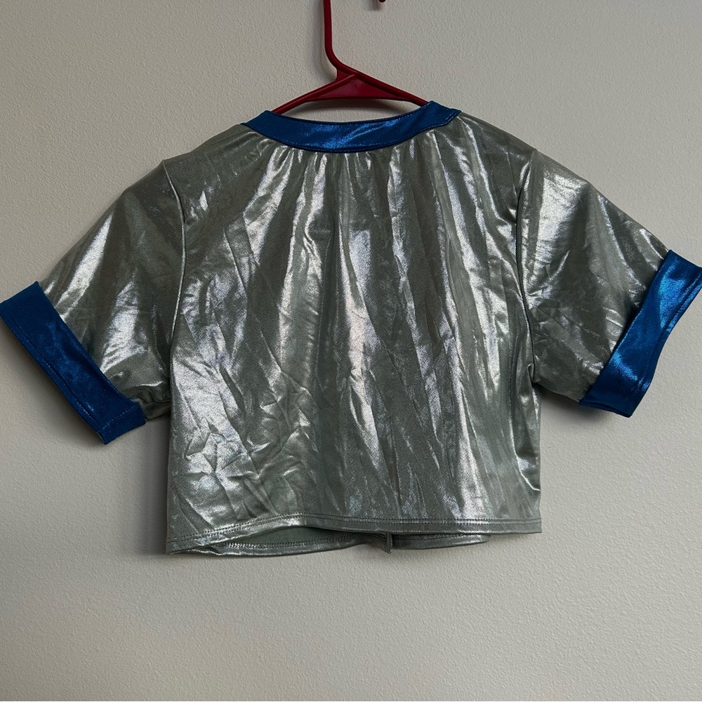 Fashion Nova Silver and Blue Crop Top - Picture 2 of 3